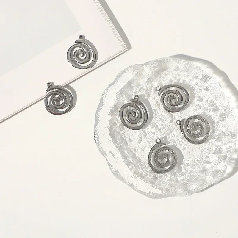 

WZNB 5pcs Goth Fashion Stainless Steel Swirl Pendant Women Korean Punk Charm Earring Necklace Bracelet Accessories Wholesale