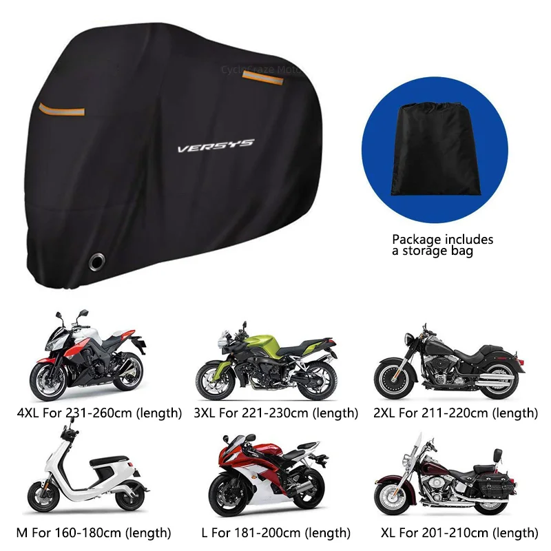 Motorcycle Cover Waterproof Outdoor Scooter UV Protector Dust Rain Cover For Kawasaki Versys 650 300 300X 1000 X300 2015-2022