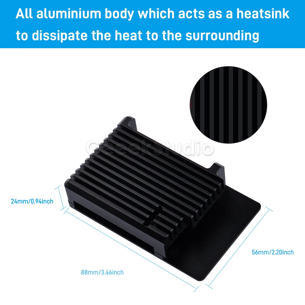 Raspberry Pi 5 Aluminum Heatsink Case Black Enlosure Shell for RPI 5