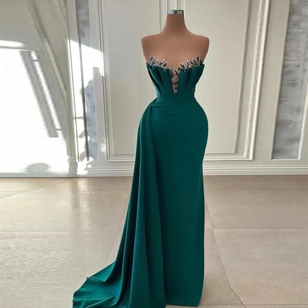 

Sexy Mermaid Slimming Beading Elegant Green Off Shoulder Sleeveless Evening Dresses Summer Sleeveless Party Club Dresses 2023