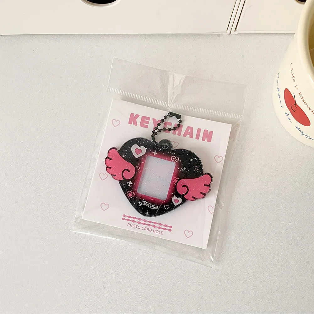 Tragbarer Fotokartenhalter aus Acryl mit glitzerndem Stern, Schlüsselanhänger, 2,5 cm, Ausweishülle für Studenten, Kpop Idol, Fototasche, langlebige Kartenaufbewahrung