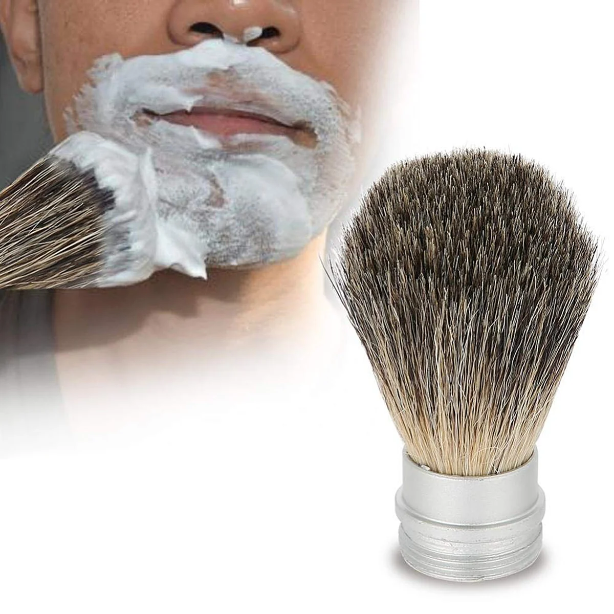 Soporte para cepillo de afeitar, tazón de peluquería de barba suave, tejón, hombre portátil