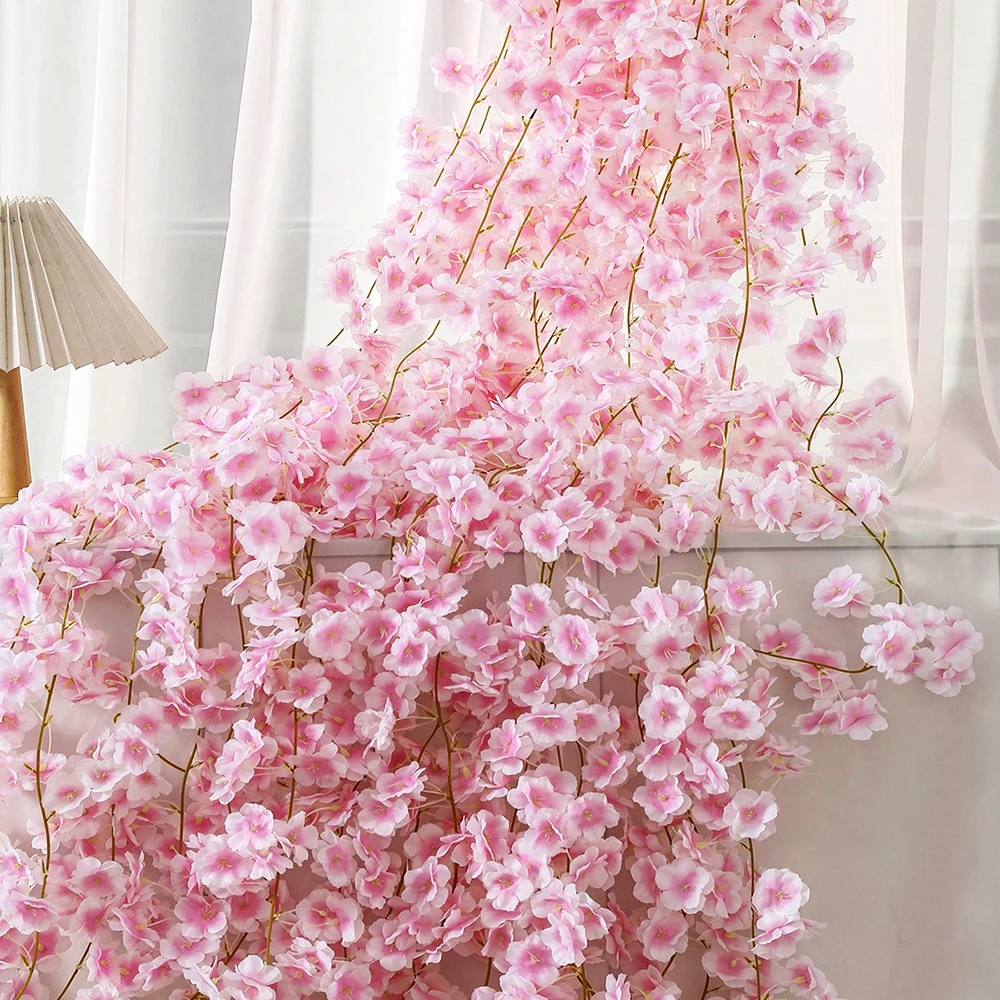 180cm Künstliche Sakura-Blumengirlande, Kirschblüten-Deko für Hochzeit, Garten, Bogen, Hintergrund, Heim und Partydekoration – Detail 12