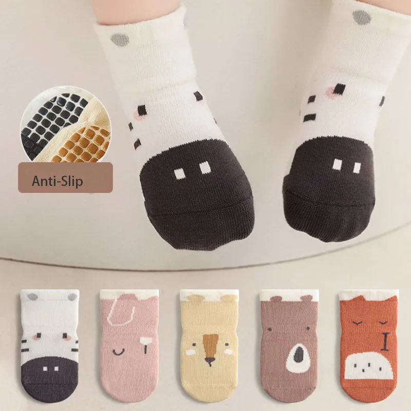 

Kids Socks Cartoon Animal Style Girls Socks 5 Pairs A Lot Boys Indoor Socks Anti Slip Girl Sock