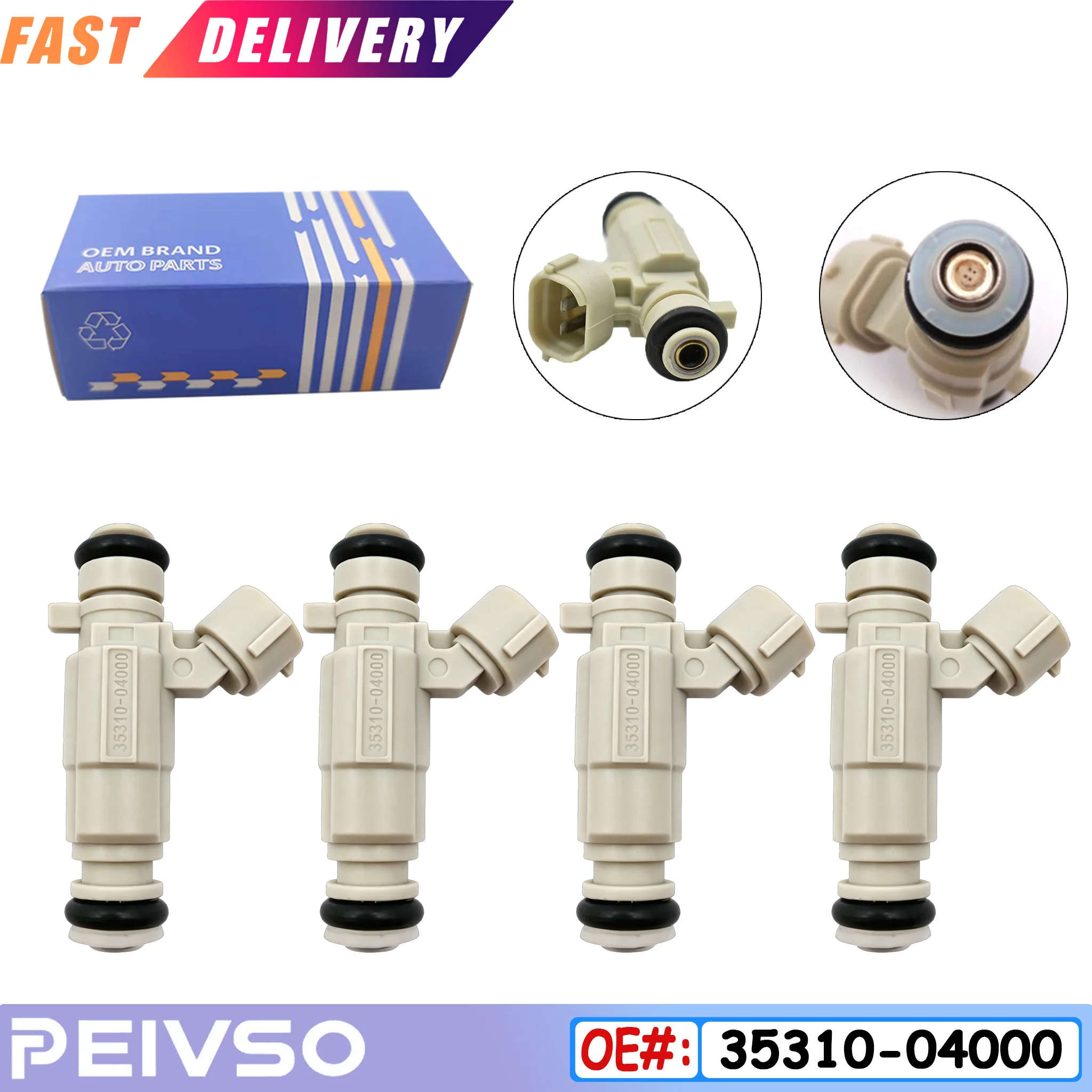 PEIVOS 4pcs/lot Fuel Injector Nozzle 35310-04000 Fit For Hyundai i10 2016 Kia Picanto Mk2 1.0L 3531004000 35310 04000
