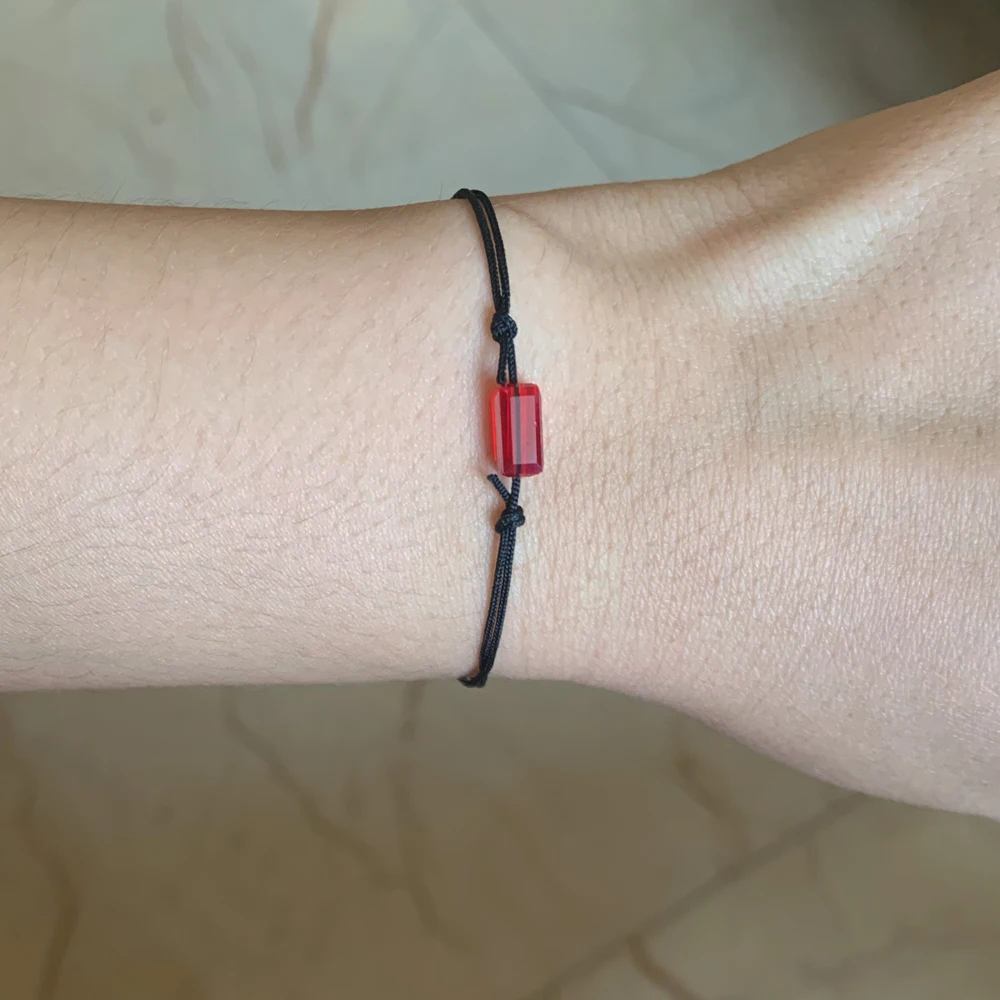 Handmade Black Rope Elastric Small Mix Color Square Bead Charm Wristband Bracelet Thin String Wrist Arm Cuff Making Accessories