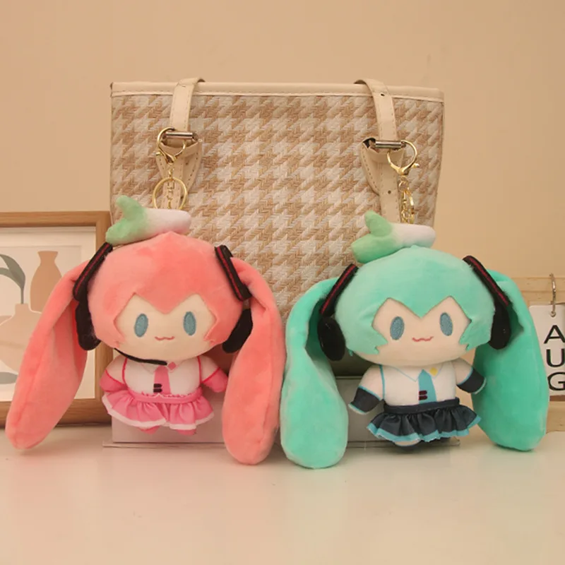 Hatsune Miku Plush Doll Keychain 15cm Cute Miku Anime Collection Peripheral Toys Bag Pendant Decoration Toys Girlfriends Gift