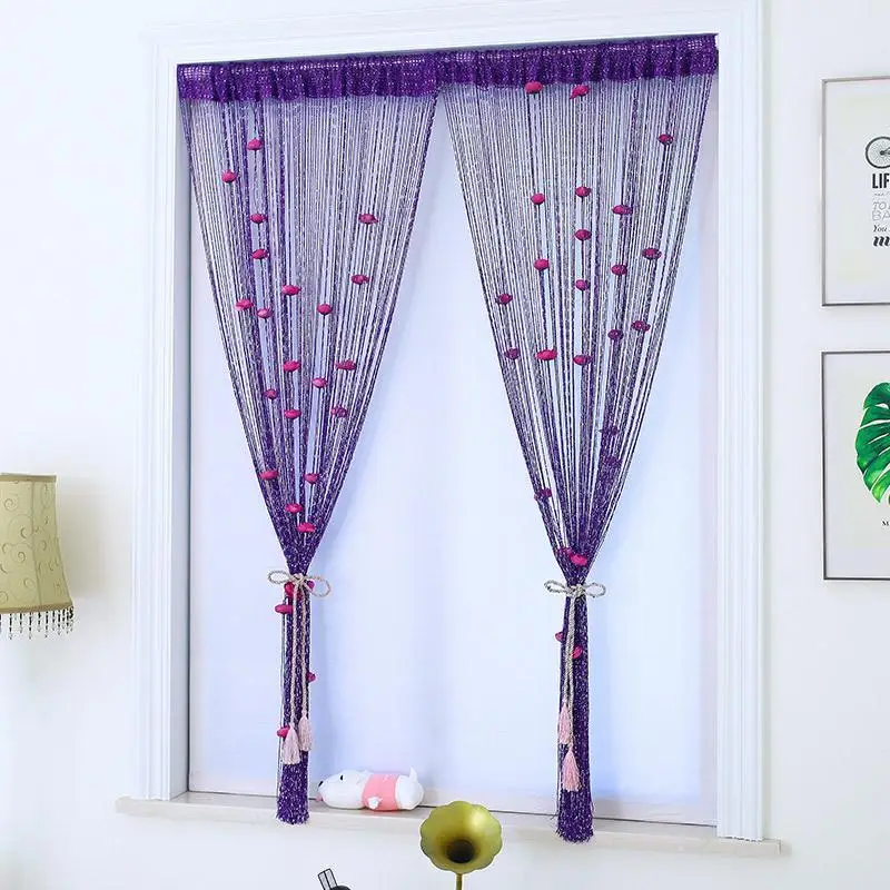 Elegant Rose Trellis Door Curtain with Silver Thread Accents and Tassel Fringe Luxurious Window Treatment for Home Decor