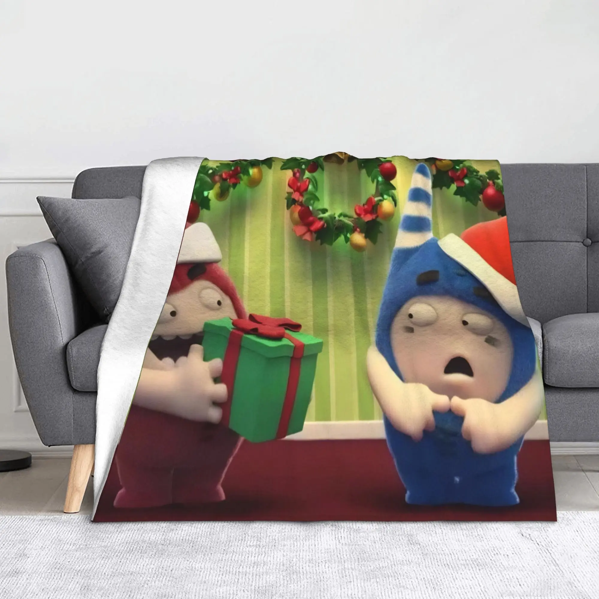 Oddbodse Animated Comedy Fleece Throw Blanket Christmas Fuse Pogo Blanket for Sofa Bedroom Warm Bed Rug