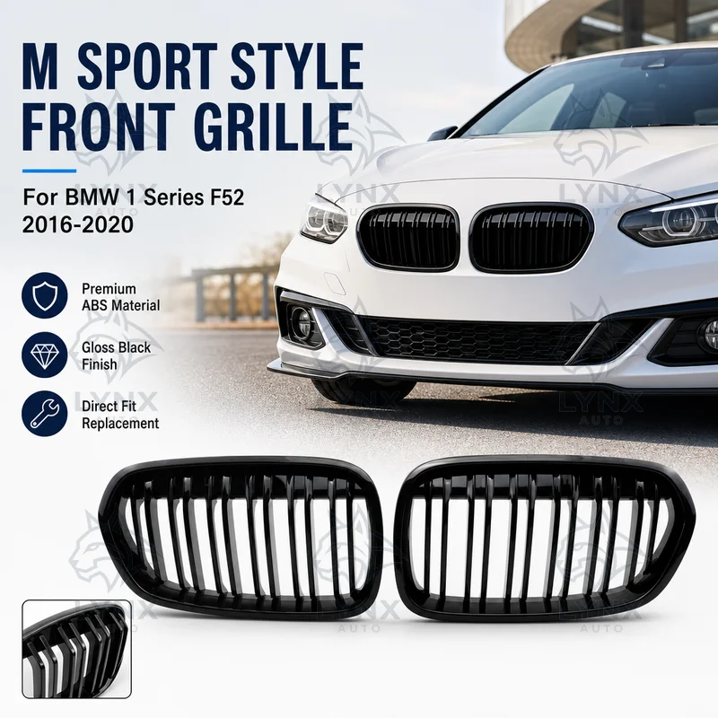 For BMW 1 Series 2016-2020 F52 Sedan Modified M Sport Style Gloss Black Triple Color Double Line Front Grille