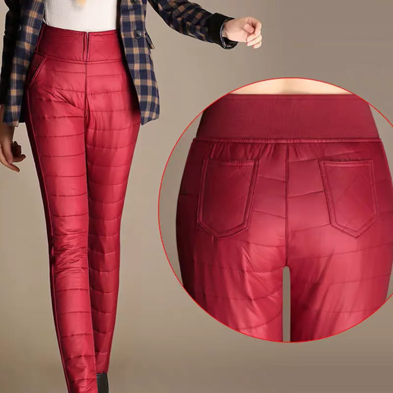 Nuevos pantalones de esquí cálidos de invierno, pantalones ultraligeros para mujer, pantalones cálidos impermeables a prueba de viento, pantalones térmicos de esquí sueltos