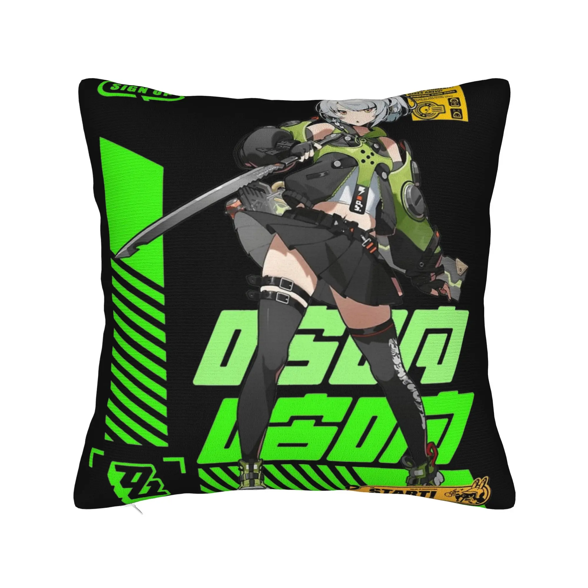 Agent Anby Demara Zenless Zone Zero Pillowcase Soft Fabric Cushion Cover Decorative  Pillow Case Cover Home Zipper 40X40cm
