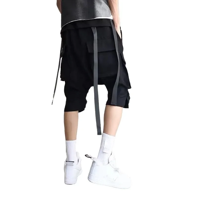 

2023 Spring/Summer New Youth Trend Multi Pocket Shorts Youth Low end Solid Color Versatile Trousers Capris Casual Middle Pants