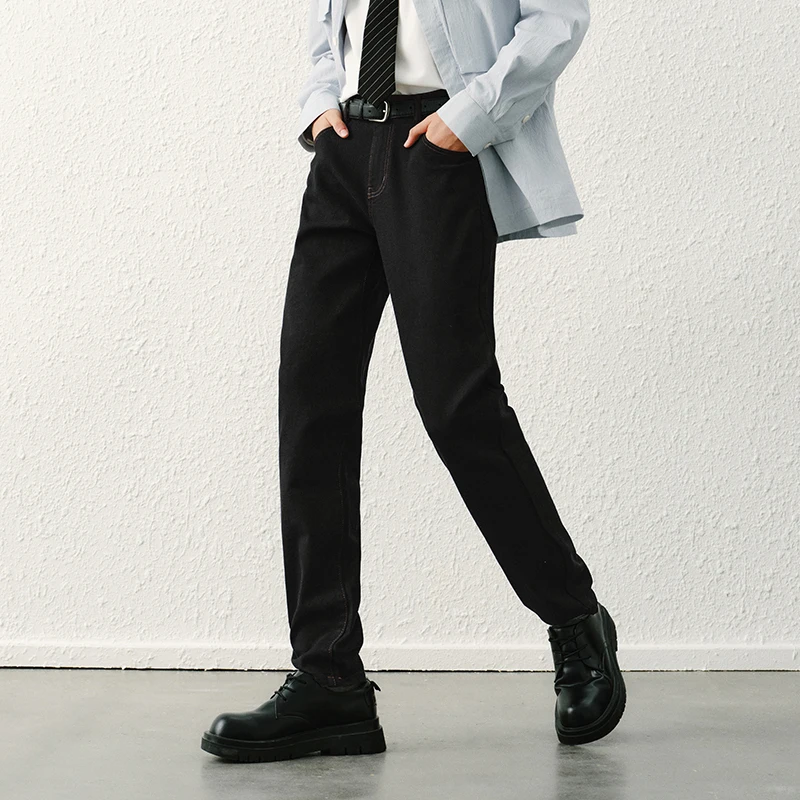 Semir الدينيم السراويل الرجال السود 2025 ربيع جديد سليم مستقيم الأزرق الجينز تنفس سترتش زيادة تأثير