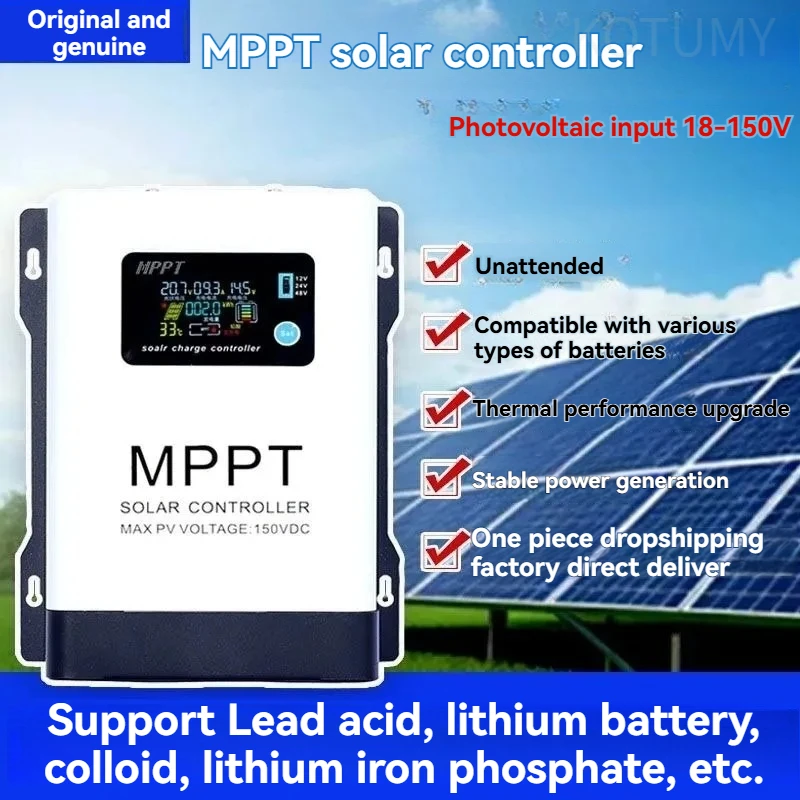 MPPT Solar Charge Controller 60A, 12V 24V 48V Auto‑Recognize Battery Regulator, Max 150V PV Input