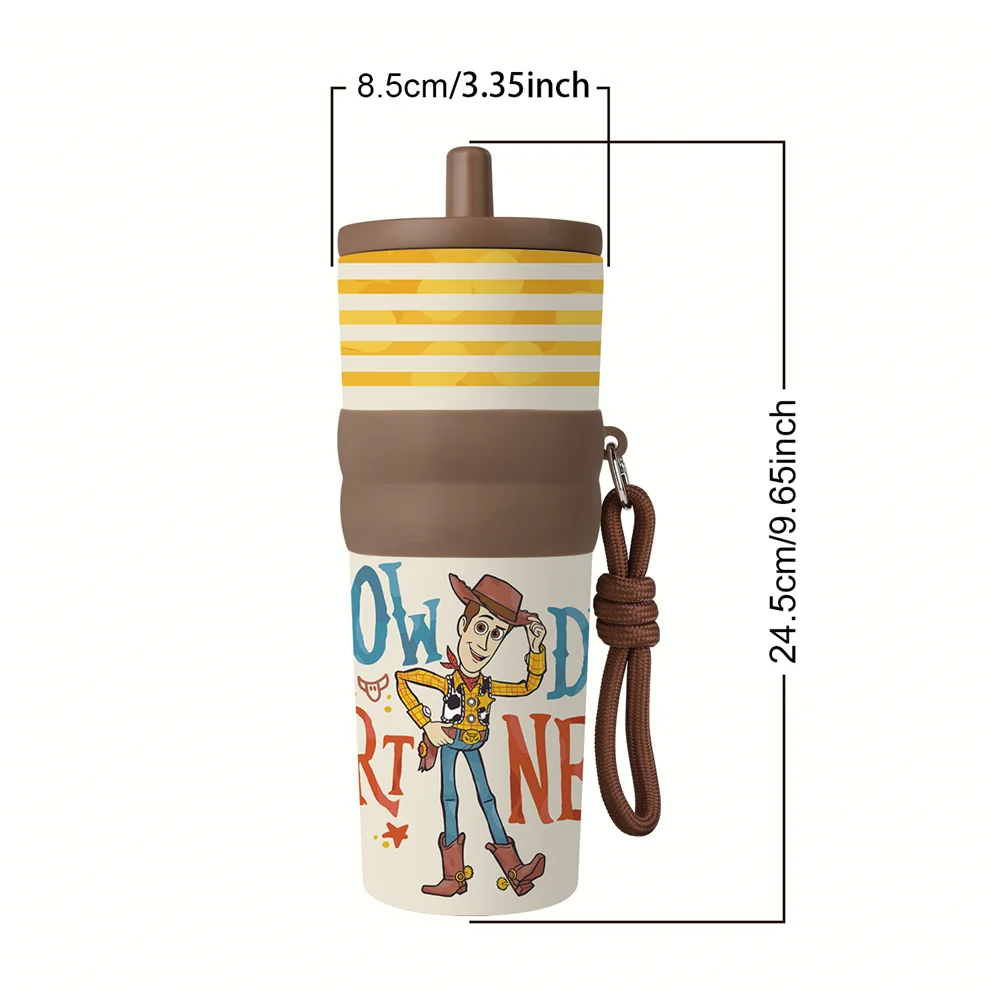 1pc 25oz Disney Toy Story Woody Stainless Steel Tumbler Insulated Travel Mug with Straw Hanging Rope Portable Cup for Car Office view 2