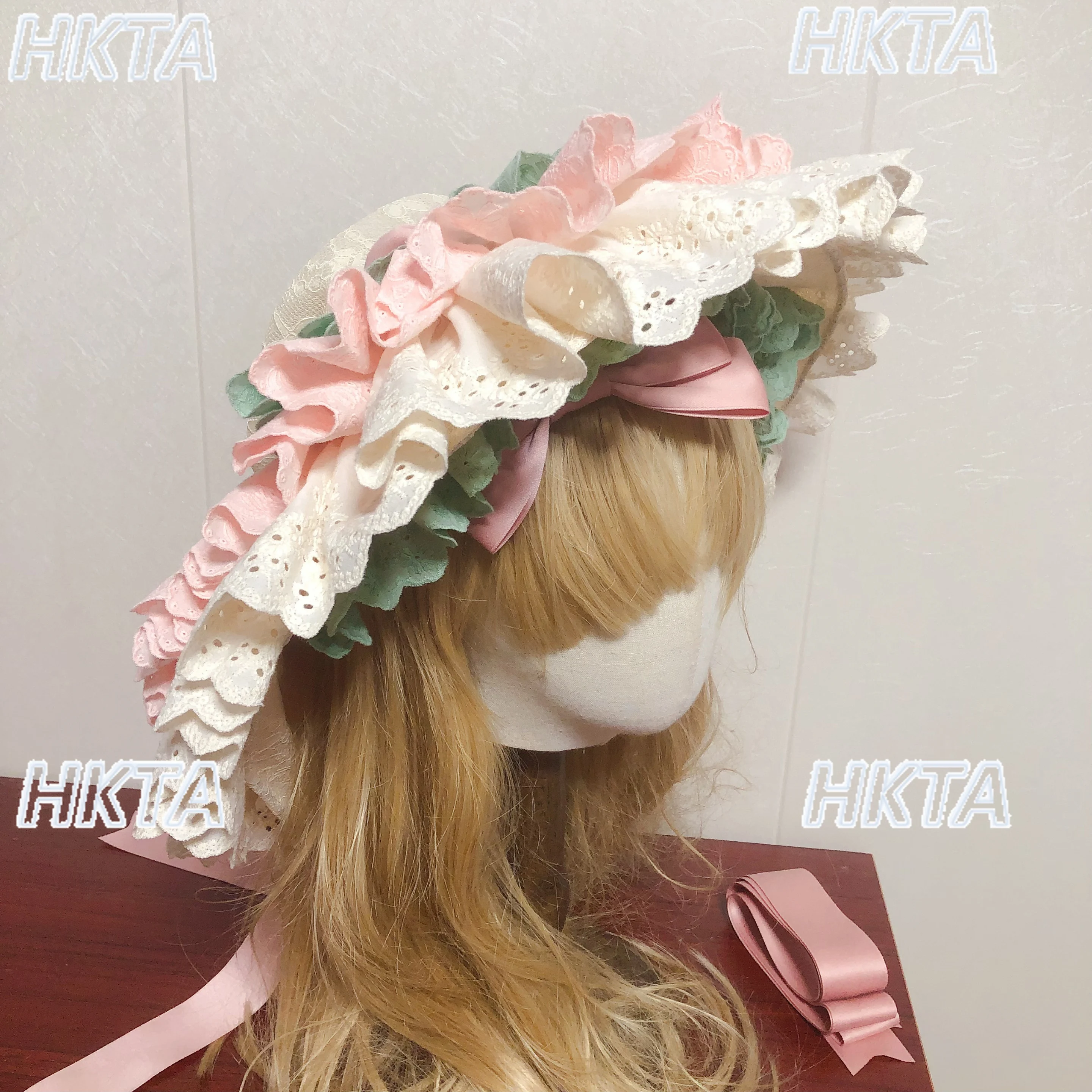 Ręcznie Robiony Kapelusz Han-Yang w Stylu Eklektycznym Słodka Lolita Cosplay Zdjęcia Wakacje Blok Kolorów Kapelusze BB Lolita Dziewczęce Kapelusze z Parasolem Przeciwsłonecznym