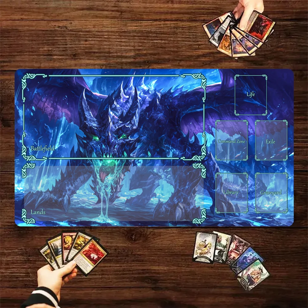 Magic Card Playmat with zone Dark style giant dragon theme MTG playmat gathering game mat Desk Mat Commander Battle playmat
