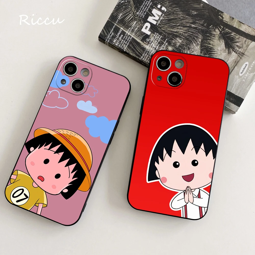 Lindo Anime Chibi Maruko chan funda de teléfono 14 11 12 Pro 8 7 14 Plus SE 2020 X Pro 14 MAX 13 MINI XR XS suave 14 13 pro fundas de teléfono