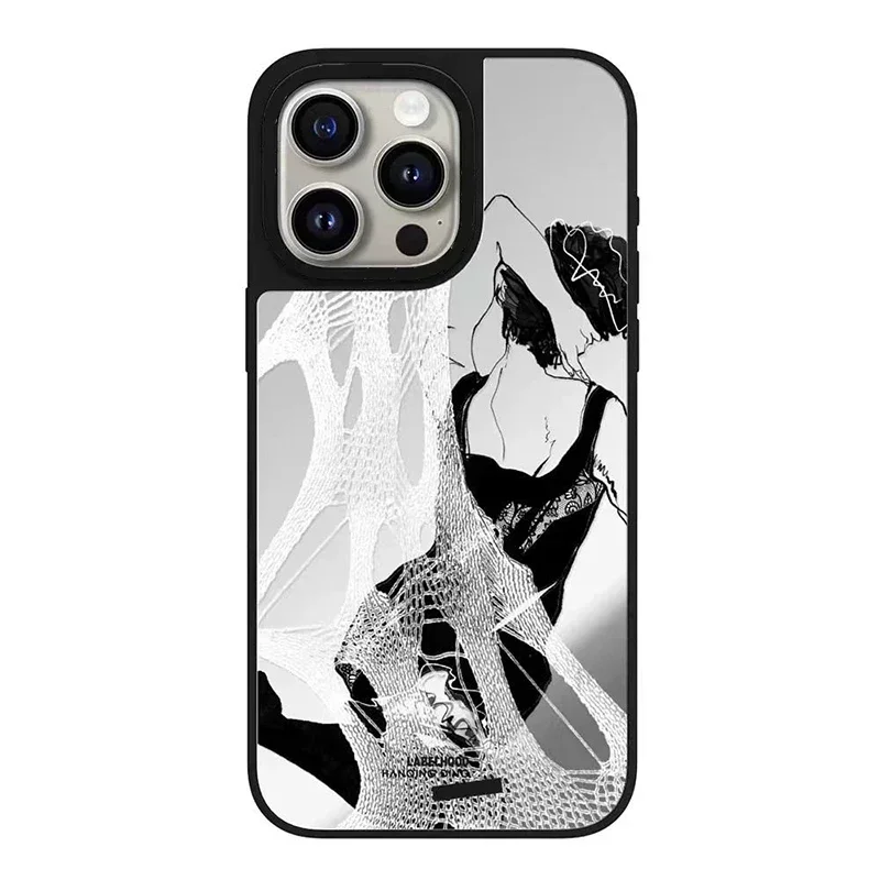 

Summer Girl Black Border Mirror Surface MagSafe iPhone 11 12 13 15 14 Pro Max Protective Case, Fits iPhone 15 Pro Max