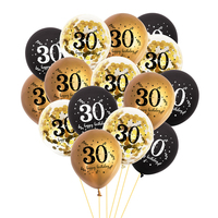15pcs black gold 30 40 50 60 happy birthday balloons woman birthday party decoration 40 50 60th birthday party decoration