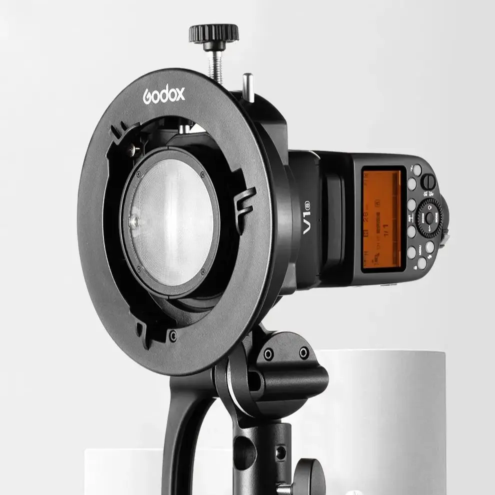 Godox S2/S3-Type Bowens Mount Bracket For Round/ Head Speedlite Compatible With V1pro V860III AD200pro TT350 V860III TT350 V100