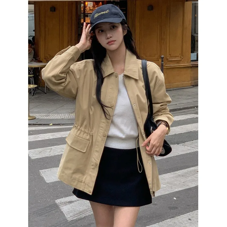 

Faionable Casual Dongda Gate Mid-Length Jaet Zipper Cardigan Loose Korean Sle Outerwear Spring Autumn Winter Women's Coat
