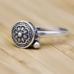 925 Sterling Silver Rotate Cylinder Adjustable Rings For Women Engagement Stackable Jewelry Accessories