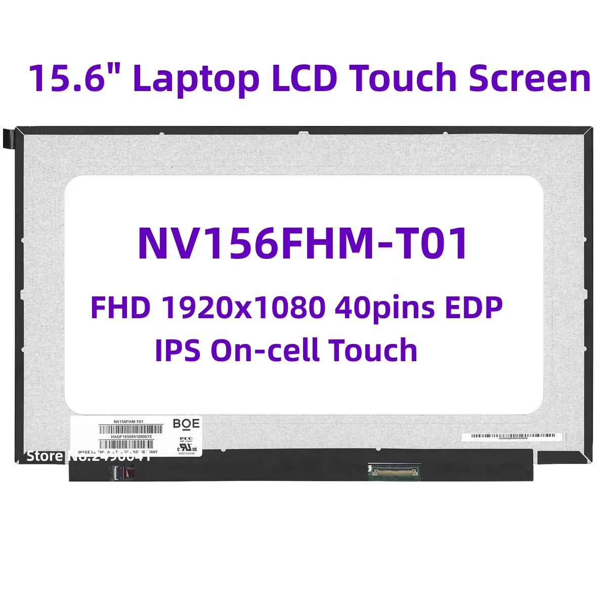 

15.6" Laptop LCD Touch Screen NV156FHM-T01 Fit B156HAK02.1 FHD 1920x1080 IPS Panel LED Display Replacement 40pins eDP