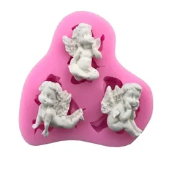 Creative Handamde Molds 3 Hole Baby Angel Shaped Silicone Mold Cake Decoration Boy Fondant Cookies Tools Candy Molds Accessories