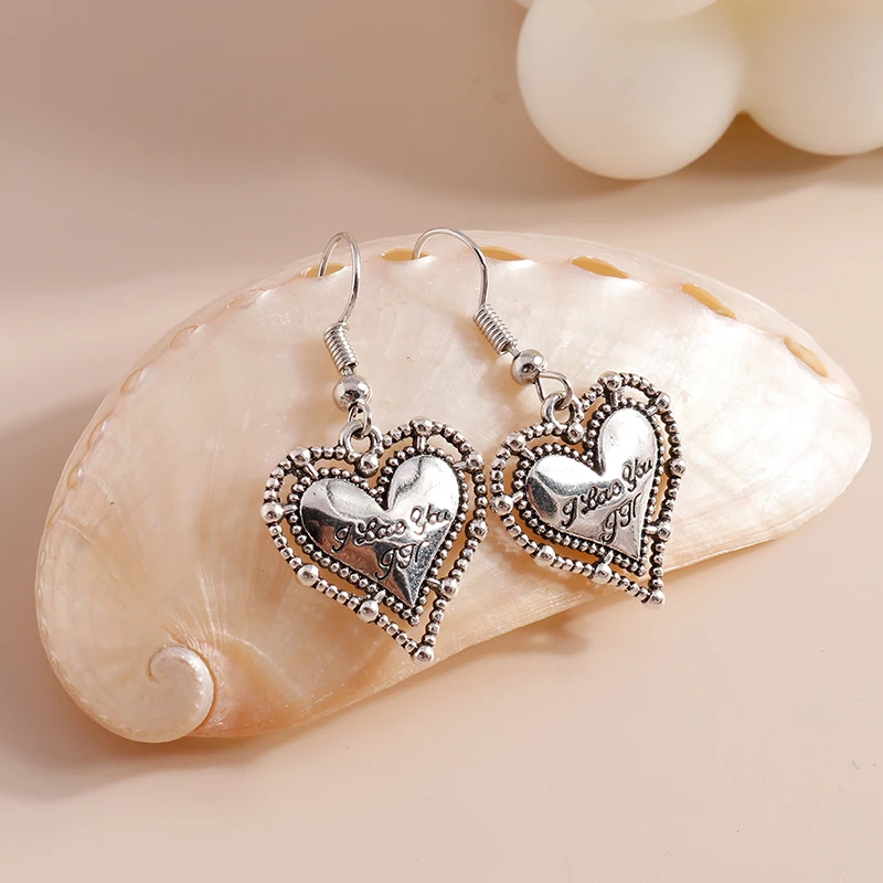 Ethnische Legierungs-Ohrringe mit Herzanhänger für Damen und Mädchen, Party- und Festival-Schmuck, Geschenke – Detail 5