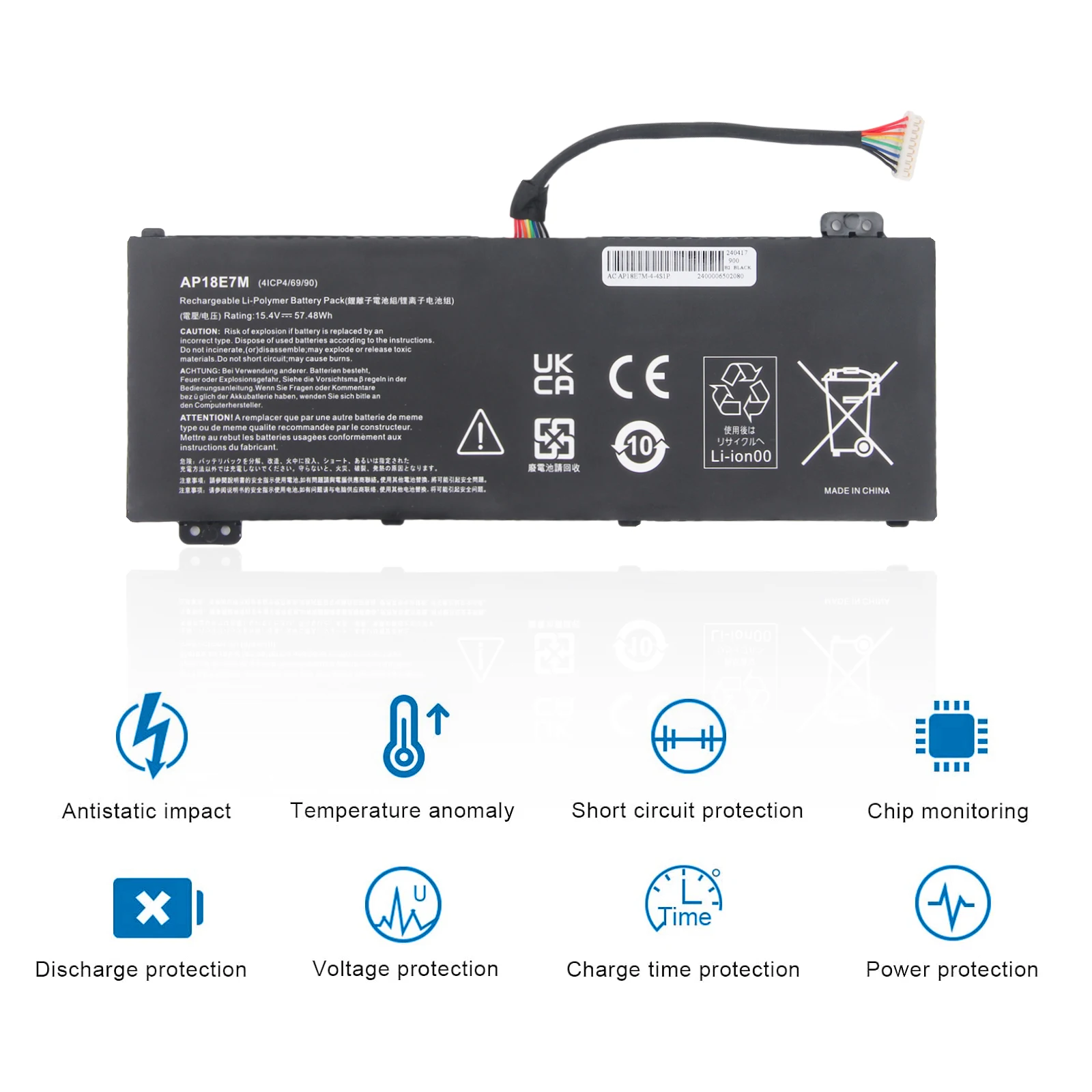 Oyomba AP18E7M Akku für Acer Nitro 5 AN515-54 AN517-51 AN515-55 AN515-44 AN515-43 Nitro 7 AN715-51 15 V 57 Wh Laptop-Akku – Detail 2