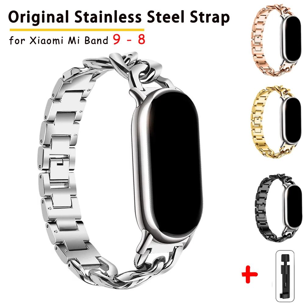 Originales Edelstahlarmband für Xiaomi Mi Band 9, modisches Metallarmband für Miband 8 NFC, Schnellverschluss-Ersatzband