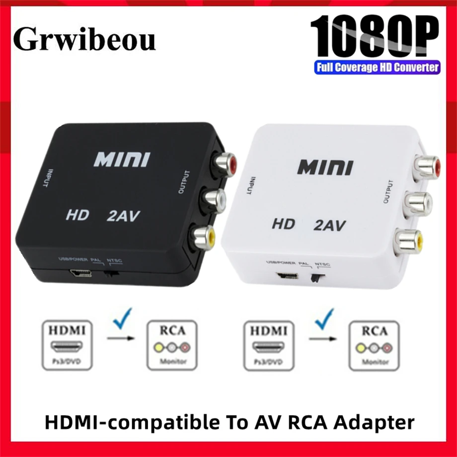 

HDMI-compatible To AV RCA Adapter Converter MINI Box RCA AV CVSB LR Video Composite AV Scaler Converter For PC HDTV Projector