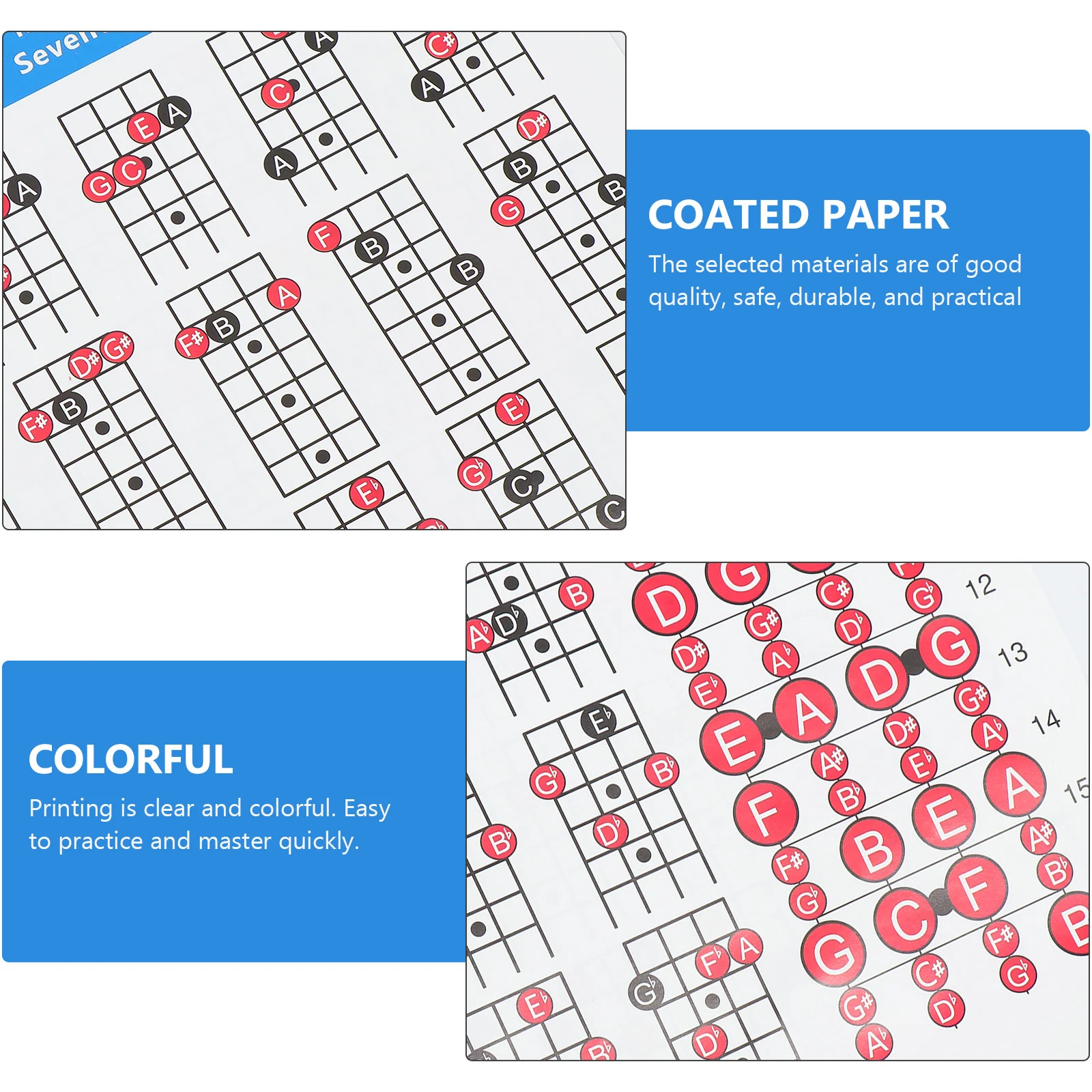 Electric Bass Chord Diagram Guitar Chart Finger Board Sticker Practice Coated Paper Copper Sheet Chort Learning Guide