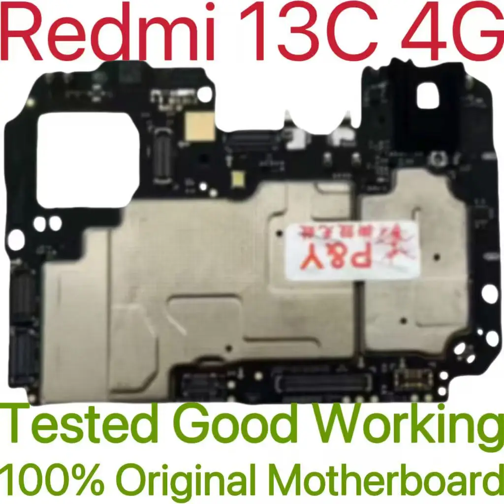 Original Unlocked Main Board For Redmi 13C 4G Mainboard Motherboard Unlocked With Chips Circuits Flex Cable