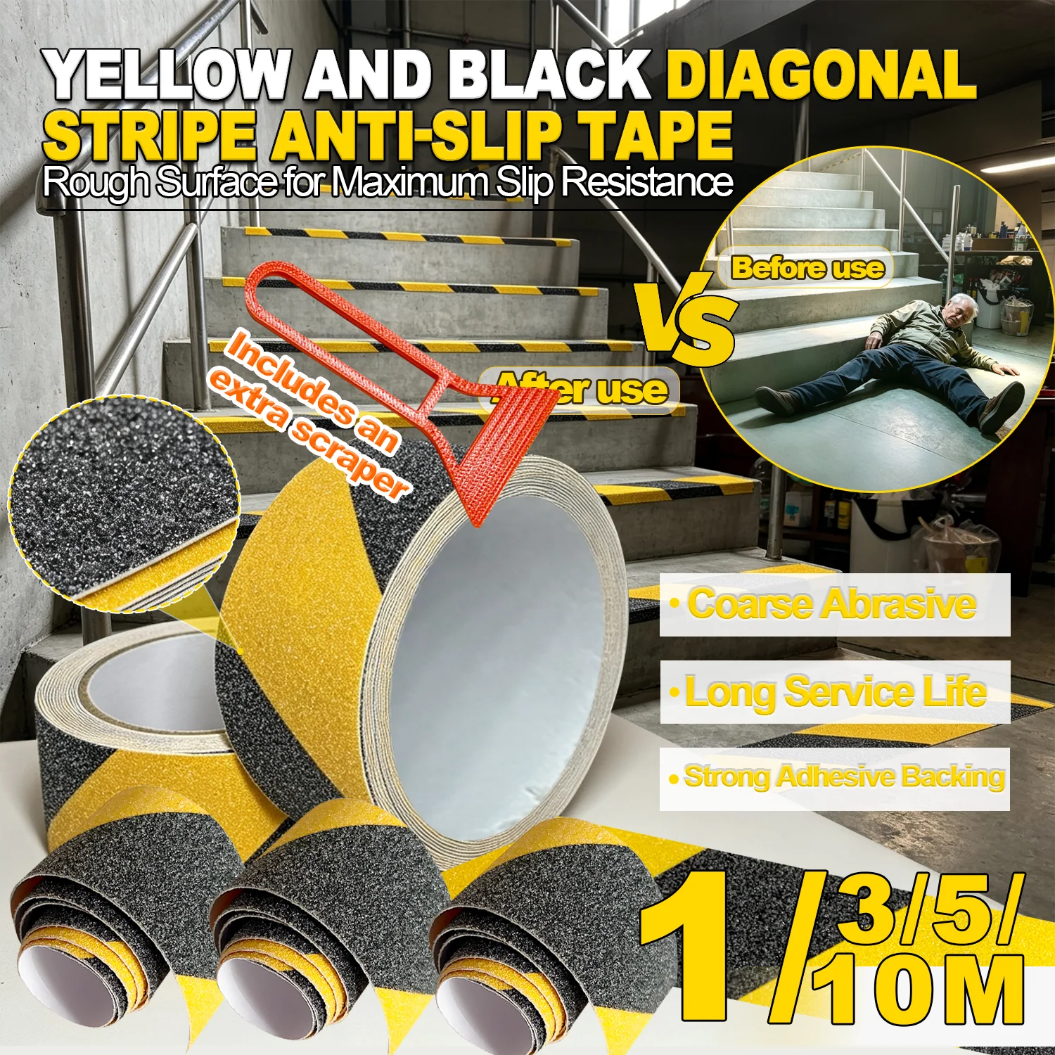 Anti Slip Traction Tape Non-slip Tape for Stairs, FloorsAnti-slip Tape For Street, Anti-Slip Stickers For Seniors