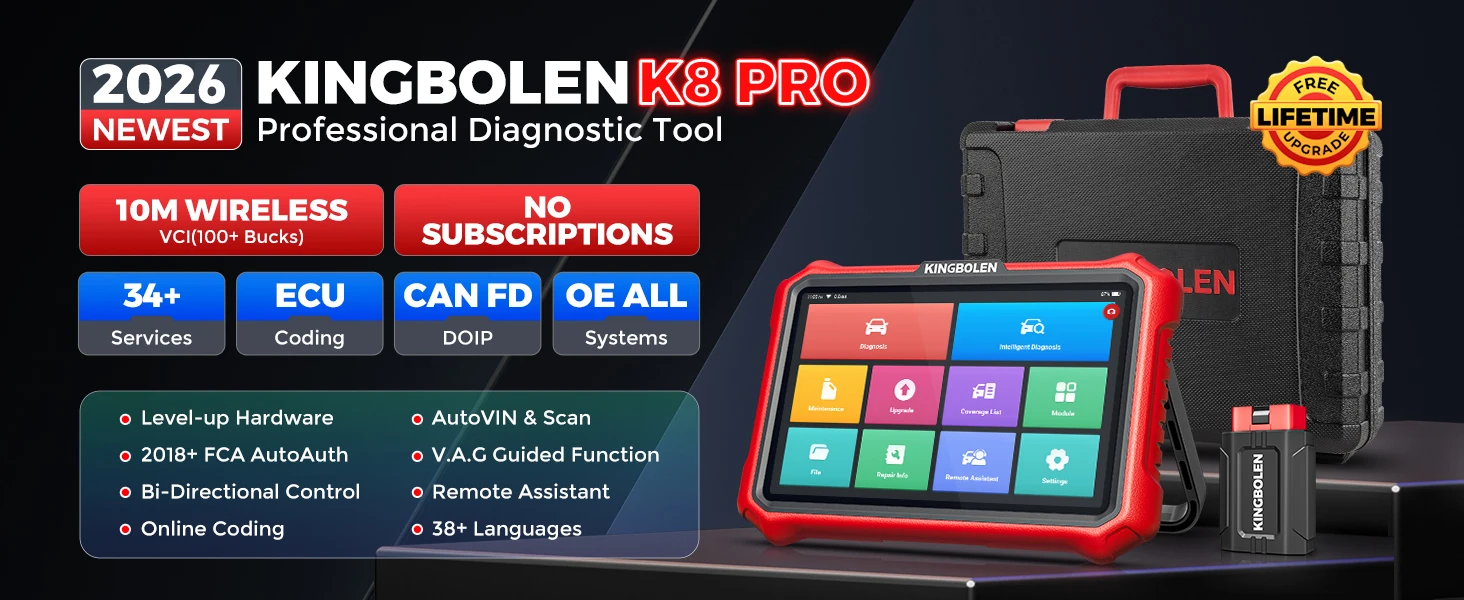 Lebenslange Kostenlose Updates KINGBOLEN K8 PRO Bluetooth K8 ELITE OBD2 Auto-Diagnosegerät ECU-Codierung Bidirektionaler Test CAN FD DOIP 42 Reset Auto VIN ECU-Codierung – Detail 1