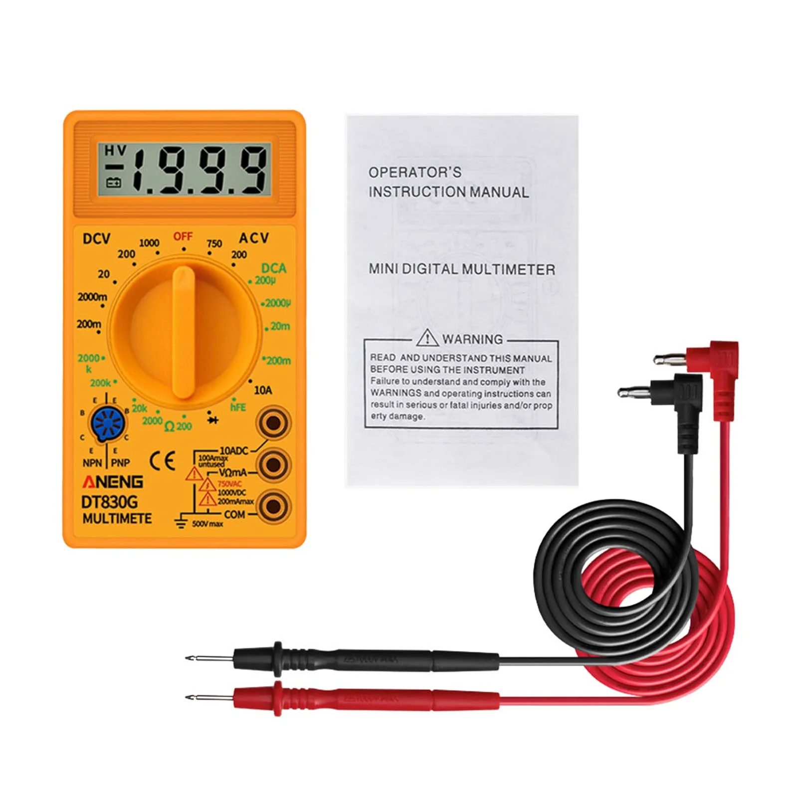 DT830G AC/DC LCD Digital Multimeter 750/1000V Voltmeter Ammeter Ohm Tester High Safety Handheld Meter Digital Multimeter