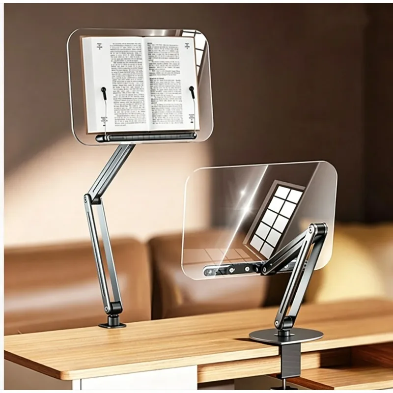 Desk Clamp Mount Adjustable Reading Rack, Foldable Book Stand Holder Compatible With Tablet Laptop Notebook Textbook Reading
