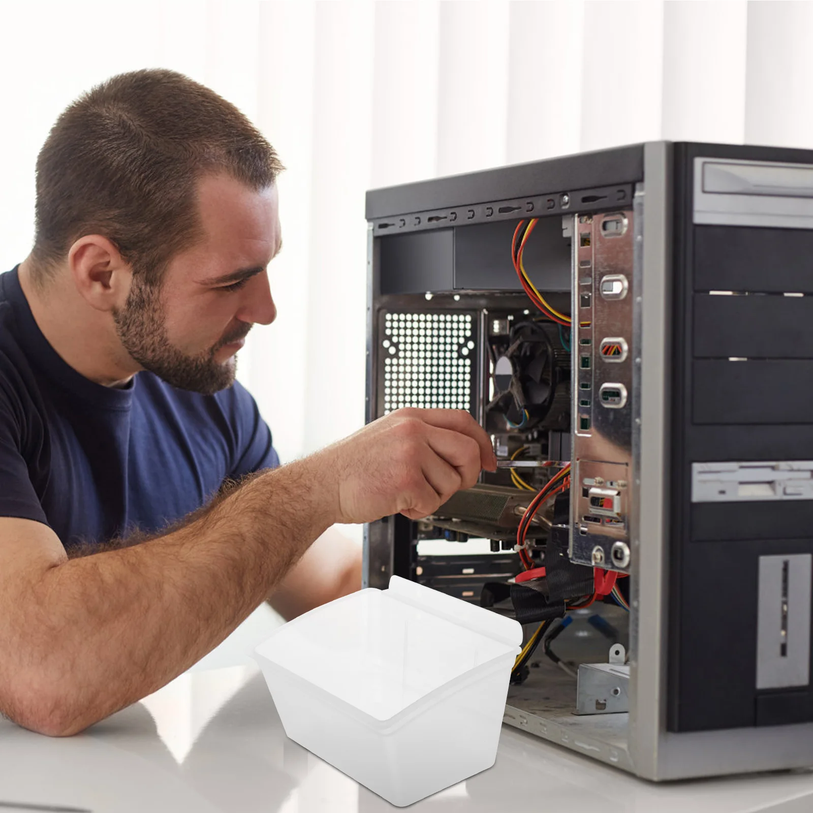 

1pcs Wall Tools Organizer Plastic Storage Bins Compact Wall Mounted Desktop Garage Workshop Tool Storage Container Slatwall