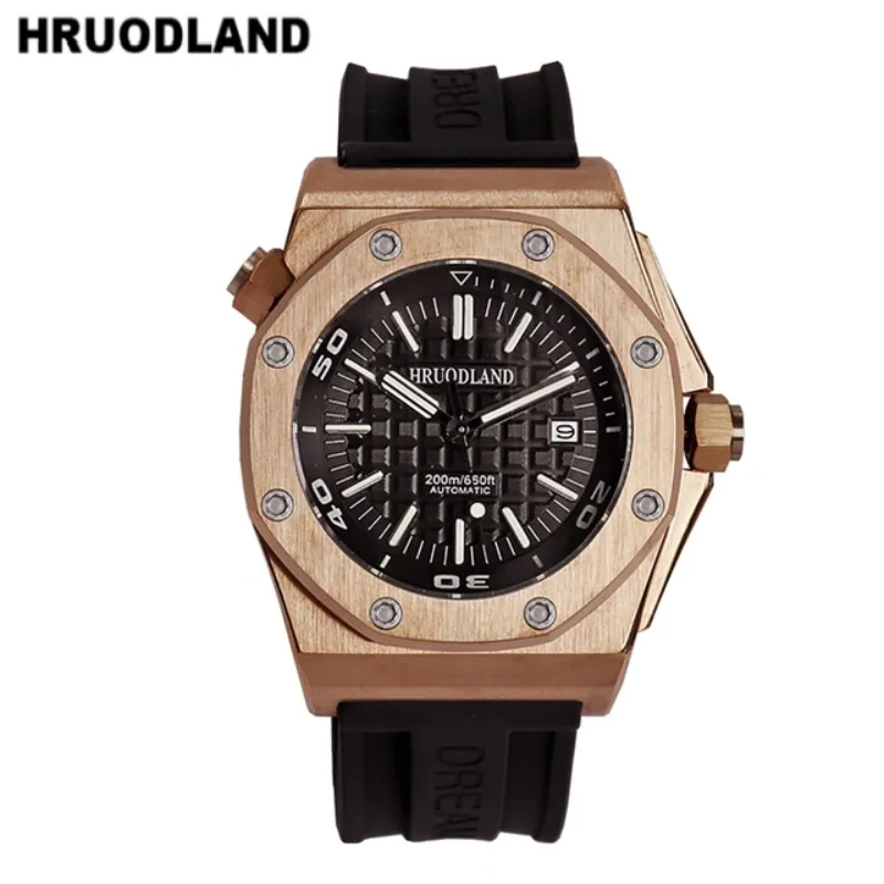 Hruodland Watch of Men Automatic Mechanical Movement Luminous Simple Fashion Clock Waterproof Sapphire Crystal Wristwatches