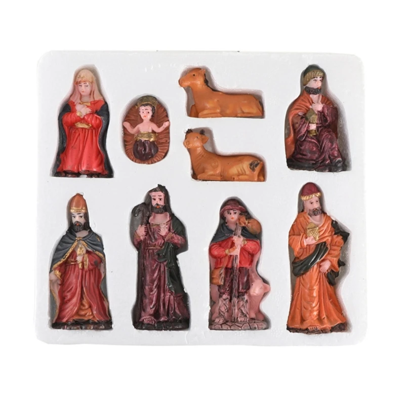 Statuetta cattolica con decorazione per presepe natalizio in resina artigianale per presepe