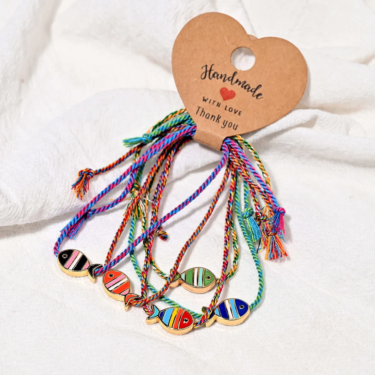 5Pcs Fish Bracelet for Women Colored Bohemian Friendship Beach Wrap Charm Bracelet Woven Rope Jewelry Femme Accessories