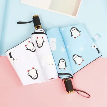 ร่มกันแดดผู้หญิง3พับได้, ร่มกันแดดไวนิลเปิดด้วยมือ payung bening เพนกวินน้อยพับกลับด้านได้