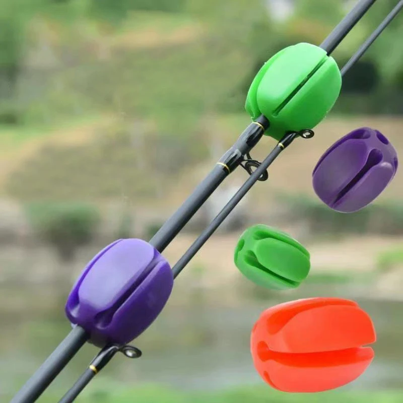 2 PCS Silicone Fishing Rod Holder Ball Straps 5 Hole Lightweight Fishing Tackle Ties Organizer Storage Racks Fishing Accessories