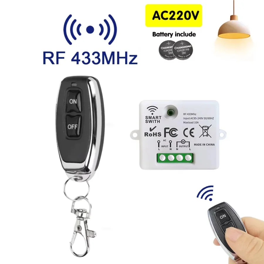 Wireless Smart Light Switch RF433MHz Remote Control 10A Relay Receiver With ON/OFF Transmitter Wall Panel Switch For Led Lighti