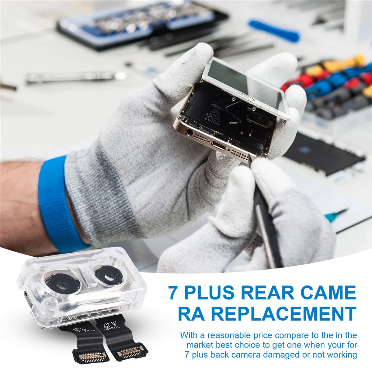 AT77 Rear Facing Camera Back Camera Main Camera Replacement for iPhone 7 Plus 7P with Repair Tools