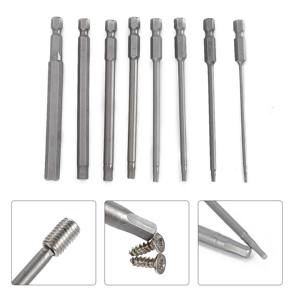 8pcs Hex Cabeça Allen Chave Allen Broca Bits Set 100mm SAE Metric Elétrica Hexagonal Bit Chave De Fenda Soquete Bit Ferramenta Poder partes