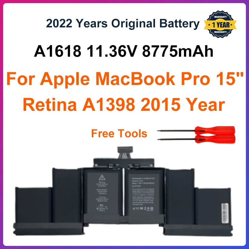 

Аккумулятор A1618 для Apple MacBook Pro, 11,36 в, 2015 Вт/ч, 15 дюймов, Retina A1398, 00079 год, 020-, MJLQ2LL/A, MJLT2LL/A, с инструментами